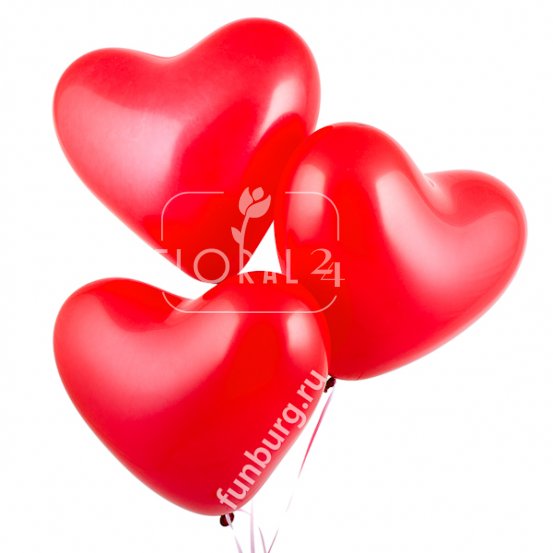 3  красных шара в виде сердца